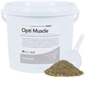 Tub of feedmark optimuscle